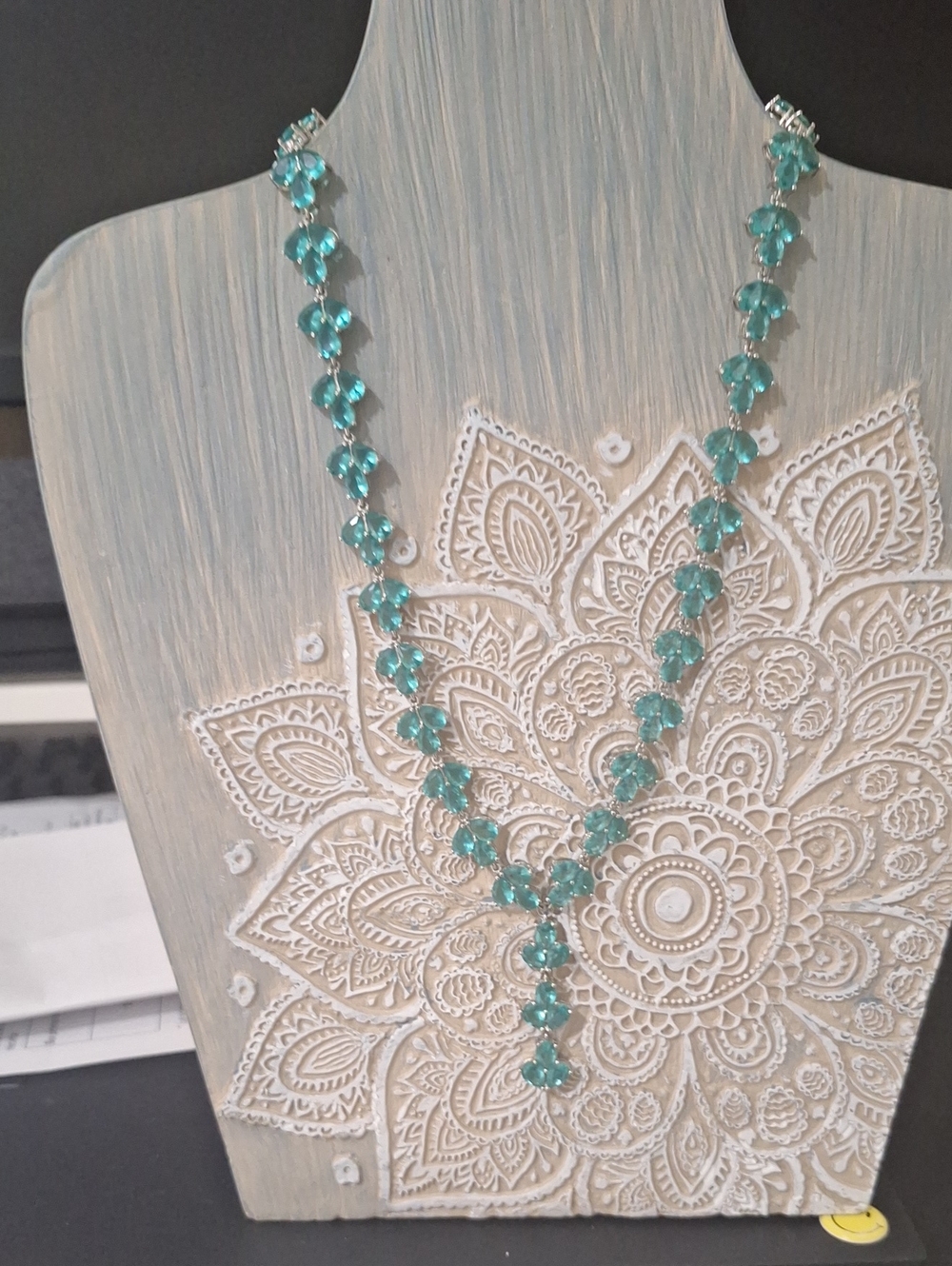 Elegant Teal Crystal Drop Necklace - Women Jewelry